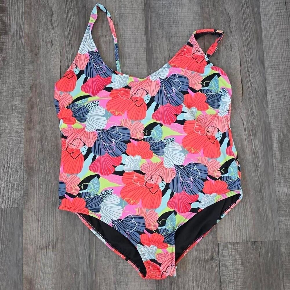 Roatan Women's Plus Size 4X Floral One Piece Swimsuit Adjustable Straps